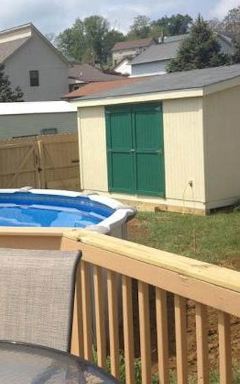 finished shed with pool